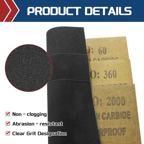 50Pcs Sand Papers 9x11In 1500 Grit Sandpaper Sheets Silicon Carbide 50