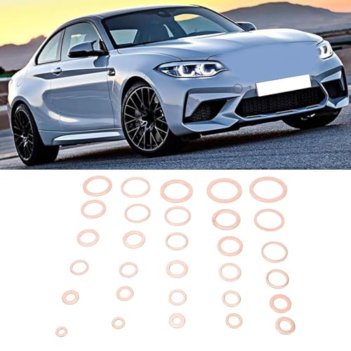 568pcs Copper Washers Assortment Kit, 30 Sizes M5-M28 Metric Oil Drain Plug Gasket Seal Kit, Flat Sealing Crush Washers Assortment Set for Automotive, Plumbing, Electrical, Mechanical Use, IMPA813080