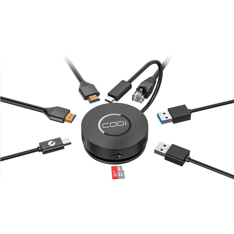 CODi 7-Port Mini USB-C Docking Station for Desktop PC/Tablet (A01058)