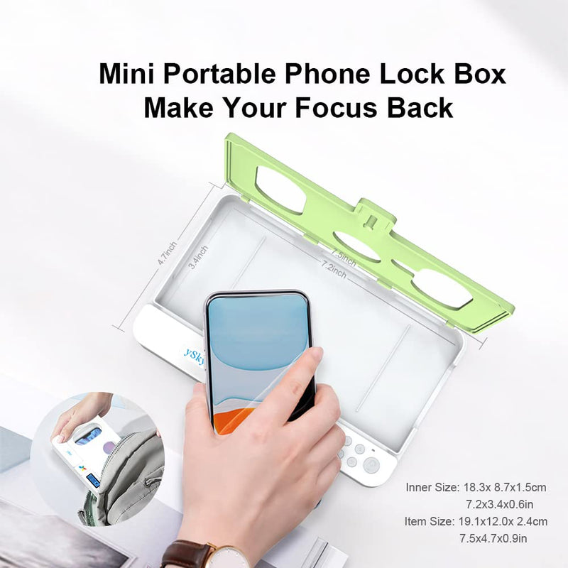 ySky Portable Phone Timer Lock Box for iPhone and Android Phones, Self-Control Timer Phone Locker to Help Kids,Students, Adults Focus Back,Prevent Excessive Games, Mobile Phone Addiction(Green) 7inch Green
