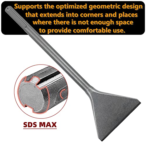 6" Tile Chisel for SDS-Max Rotary Hammer, 15" Long Alloy Steel