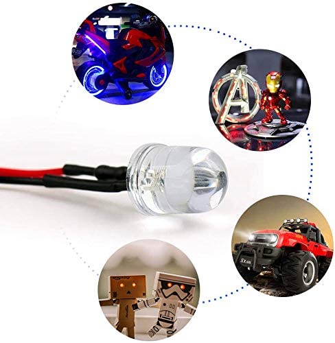 HUAZIZ Pack of 50 Pre-Wired LED, 12V Warm White, 5mm Diode Light with 20cm Cable