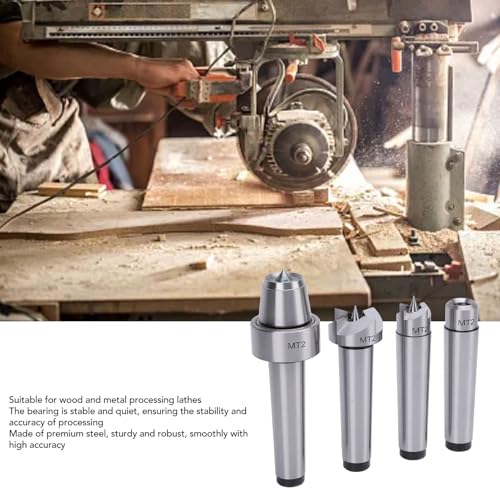 4 Pcs Lathe Drive Center Set, Heavy Duty Bearing, Lathe Live and Drive Center Set, MT2 Wood Lathe Live Center Drive Spur Cup Set with Extra Tips for Wood and Metal Processing Lathe