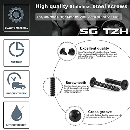 #14 x 2 Wood Screw 100Pcs Truss Head Phillips 18-8 (304) Stainless Steel Fast Self Tapping Screws by SG TZH #14 x 2"