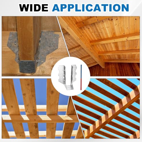 uxcell 4 Pcs Joist Hanger, 2"x6" Galvanized Steel Double Shear Face Mount Joist Hanger Brackets for Rafter, Wood Construction, Connector for Roof, Deck, Ceiling Joists, 1.57" Inner Width