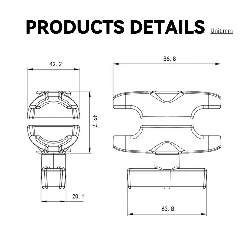 Strg Double Socket Arm for 1.5 Inches/ C Size/ 38mm Ball Mounts Accessories, 3.4'' Length Aluminum Short Arm Powerful Clamp Compatible with RAM Mount, iBolt and More 3.4" Long (A)