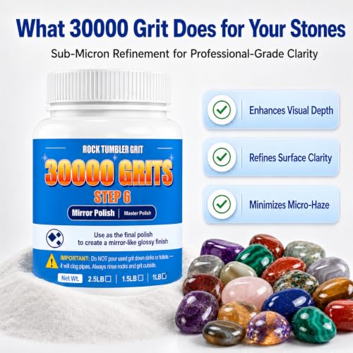 30000 Grit Step 6 Polish & 4LB 4-Step Rock Tumbler Grit Kit