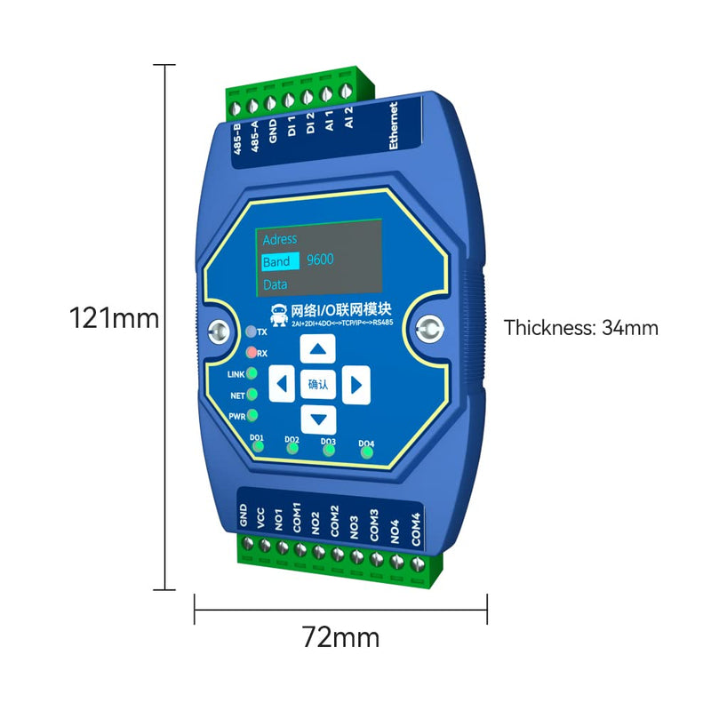 EBYTE Ethernet I/O network module RS485 RJ45 2DI+2AI+4DO ME31-AAAX2240 supports Modbus TCP/RTU Modbus Gateway, Multi IP