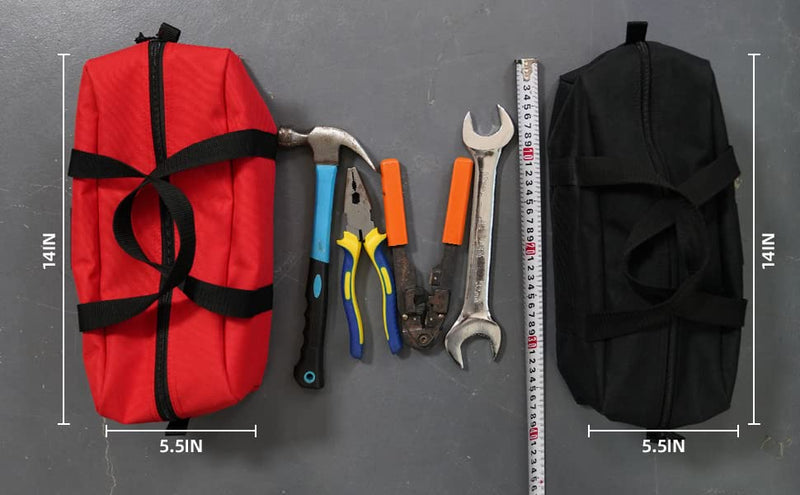 MELOTOUGH Utility Rudded Tool Bag Small Canvas Tool Bag with Zipper Combo Kit-Includes 2 Medium Tool Organizer Bags +16 Inch Tool Bag Canvas Tool Tote Bags with Zipper for Electrician,Plumbing,HVAC