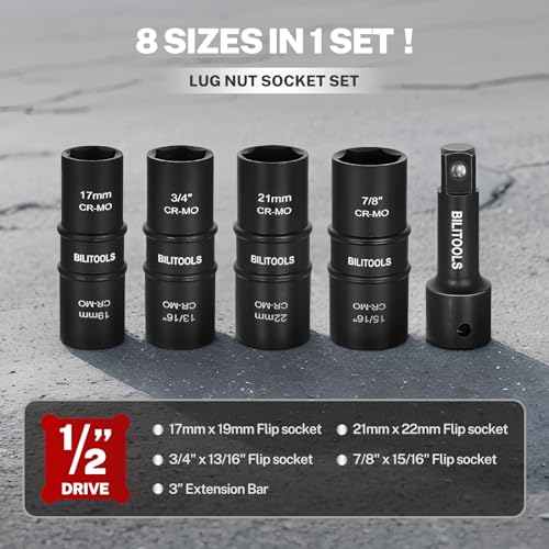 BILITOOLS 1/2 inch Drive Impact Lug Nut Socket Set