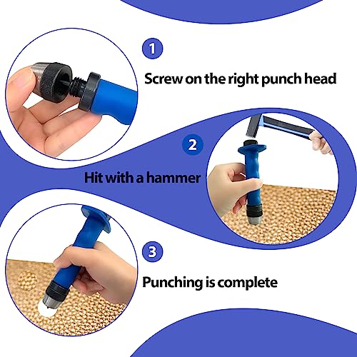 Sutekus Hole Punch Set 14pcs Sharp Hollow Punch Kit Gasket Punch Set Gasket Cutter Foam Cutter Leather Punches Tools 3/16" to 1-3/8"