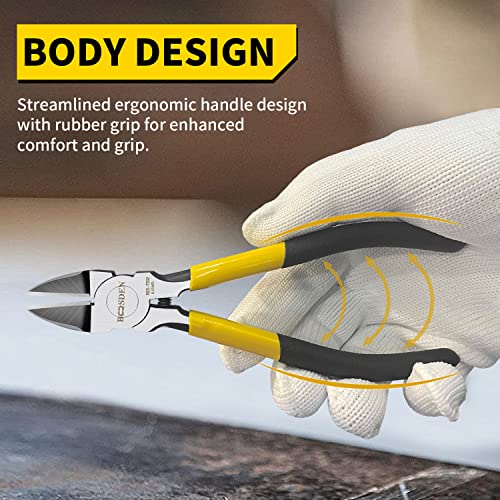 BOOSDEN Wire Cutter 6.5 inch Cutting Pliers Diagonal Cutter Snipper 10 Pack 6.5"- 10 Pack