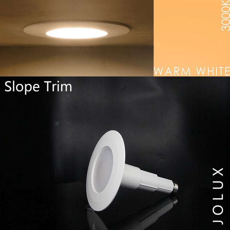 Jolux 4 Inch LED Can Lights Adjustable Recessed Retrofit Downlight, 8.5W=40W, 3000K Warm White, 500LM, Dimmable,ETL Damp Rated Replacement Recessed Lighting Install, Bevel Trim, E26 Base,4-Pack… 3000k( Warm White) 4 Inch 4- Pack