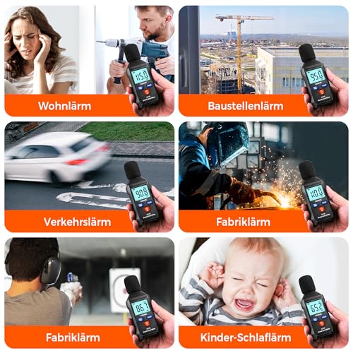 Decibel Digital Sound Level Meter (35-130 dB(A)) | Decibel Meter with LCD Display, MAX/MIN Data Storage, Portable Noise Meter for Residential Areas, Offices, Construction Sites, Factories
