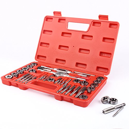 EFFICERE 40-Piece Premium Tap and Die Set, Metric Screw Threads M3, M4, M5, M6, M7, M8, M10, M12, Both Coarse and Fine Types | Essential Threading Tool Kit with Complete Handles, Accessories and Case 40-Pc. Metric Set