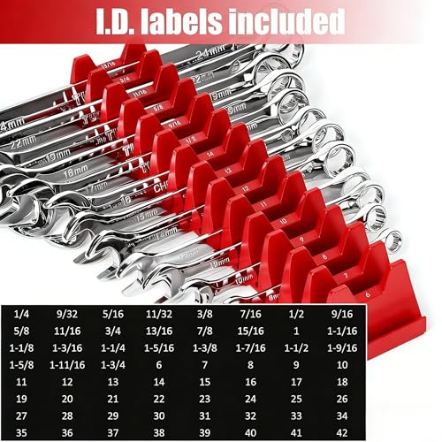 96 pcs Magnetic Modular Wrench Organizers for Tool Drawers - Wrench Rack with Metric&SAE Labels,Tool Storage Set Wrench Holder,Festival for Father and Boyfriend 96 PCS