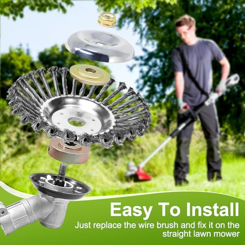 Weed Brush Cutter, Wild Herb Brush for Brush Cutter, 8 Inch Professional Weed Brush for Grass Trimmer, 25 mm Bore Steel Brush for Lawn Mower Brush, Removal of Weeds and Moss (8 Inches) 8 inches