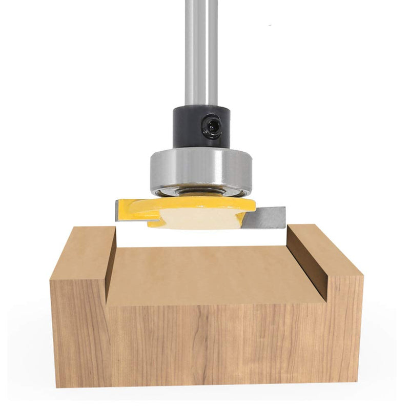 Set of 2 6 mm Shank Biscuit Wood Cutter with Bearing, Groove Cutter Tongue Shaft and Groove Milling Cutter Set T-Shape Cutter Made of Wood for Woodwork Carpenters