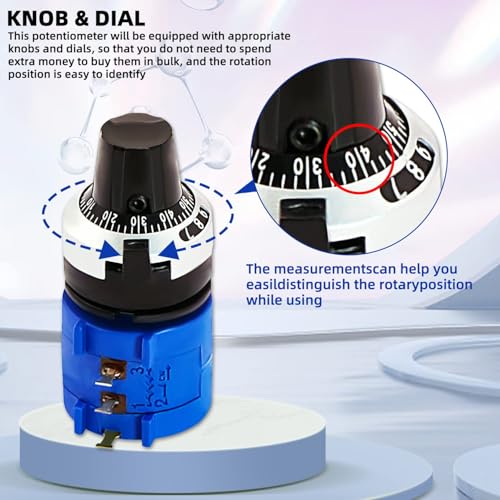 Rotary Potentiometer Knob, 500 Ohm Linear Variable Resistance Rotary Switch, 2 W Wire-Wound Precision Button Potentiometer, with Rotary Control, for Industrial Control Devices
