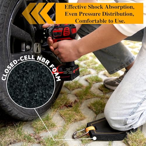 MELOTOUGH Small Tool Pouch for Belt,Electrician Tool Pouch,Mini Kneeling Pad with Carabiner Clip, Portable 1 Inch Thick NBR Foam Kneeling Pads for Work Construction, Mechanics, Plumbers, Electricians