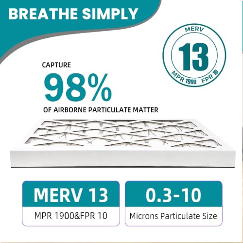 16 3/8x21 1/2x1 MERV 13 (6-Pack) Pleated Air Filter (Actual Size: 16 3/8"x21 1/2"x3/4") MPR 1900 & FPR 10, Furnace Air Filters 16 3/8x21 1/2x1 6-Pack