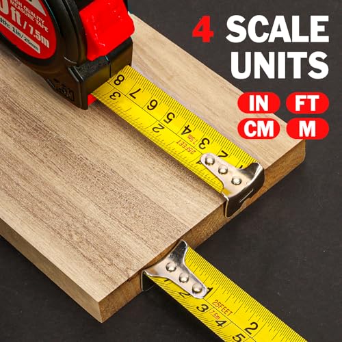 Tape Measure 25 ft, 5 Pack Bulk Easy Read Measurement Tape, Self-Locking Measuring Tape Retractable 1-Inch Wide x 25 ft