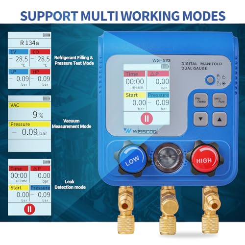 WISSCOOL Dual Digital Manifold Gauge for 94 Refrigerants