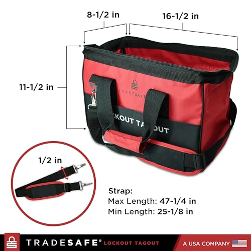TRADESAFE Lockout Tagout Bag - XL Loto Bag, Heavy Duty Tool Bag Organizer Extra Large