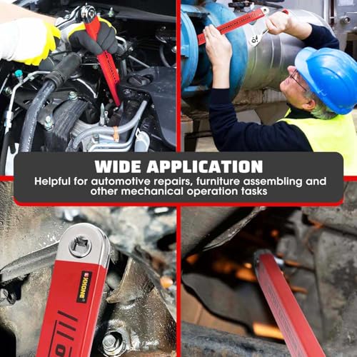 Offset Extension Wrench,0° Swing Extender for Tight Space Fasteners Red Large