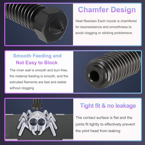 0.4mm Hardened Steel Volcano Nozzles Kit for Anycubic Kobra 2 Series, 3D Printer Parts Extruder Hotend Nozzles for Anycubic Kobra 2, Kobra 2 Neo, Kobra 2 Pro, Kobra 2 Plus, Kobra 2 Max 5PC Hardened Steel Nozzles