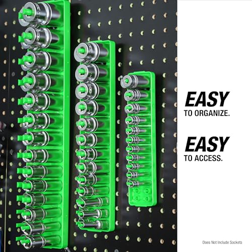 OEMTOOLS 22233 6-Pc SAE & Metric Socket Tray Set for Sizes 1/4", 3/8”, 1/2" Black/Green