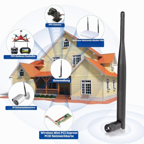 Bingfu WiFi Antenna RP-SMA Male Dual Band 6dBi MIMO WiFi Antenna | Rundstrahlantenne für 2,4/5/5,8 GHz WLAN-Router Gateways, PCIe-Netzwerkkarten, USB-WLAN-Adapter und Überwachungskamera Antenne x2