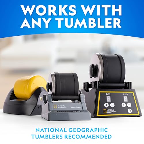 NATIONAL GEOGRAPHIC Rock Tumbler Grit and Polish Refill Kit - Tumbling Grit Media, Polish Up to 20 lbs. of Rocks, Works with any Rock Polisher & Tumbler Supplies Bulk Grit Media
