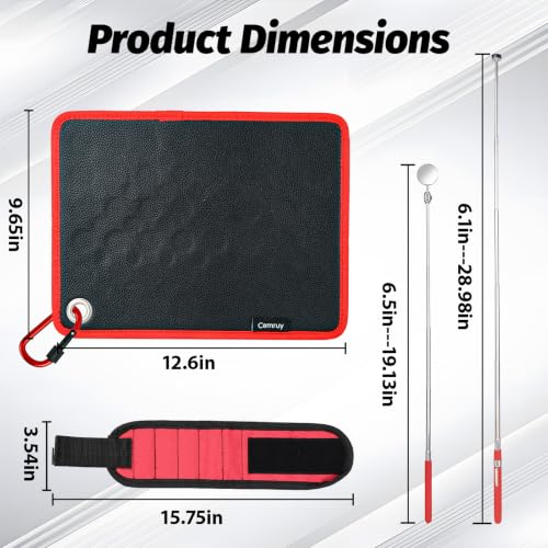 Magnet Repair Tool Kit,Magnetic Tool Mat,Wristband,Magnetic picker&Mirror Red_4PK_Mag_Set