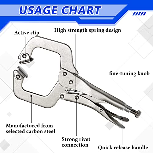 Minatee 4 Pcs Locking C Clamp Set