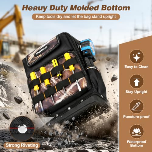 Chyaidach Electrician & HVAC Crossbody Sling Tool Bag with Hard Bottom Camo