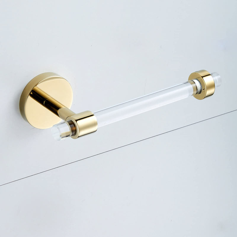 Gold Bathroom Hardware Accessories Set - Acrylic Hand Towel Holder Toilet Paper Holder Towel Hook - Wall Mounted Bath Towel Bar Set 3 Pieces SHUNLI 3-Piece