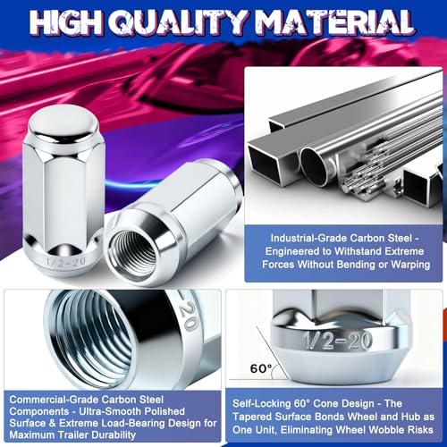 20pcs 1/2-20 Closed End Lug Nuts, 1.9"-48mm Tall, 3/4"-19mm Hex 20pcs 1/2-20 1.9" long Silver