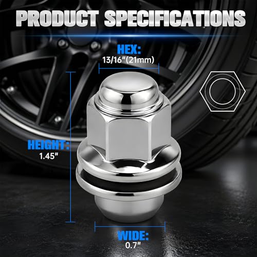 HALNAR M12x1.25 Wheel Lug Nuts 20 Pcs Chrome Closed End Mag Style w/Washer