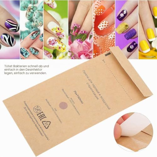 Sterilization Bag, Sterilization Bag, Disposable Nail Accessories, Disposable Accessories for Nail Sterilisers, Disinfectant Machines, for Cosmetics and Nail Tools, 75 x 150 mm (Pack of 200) 200 pieces