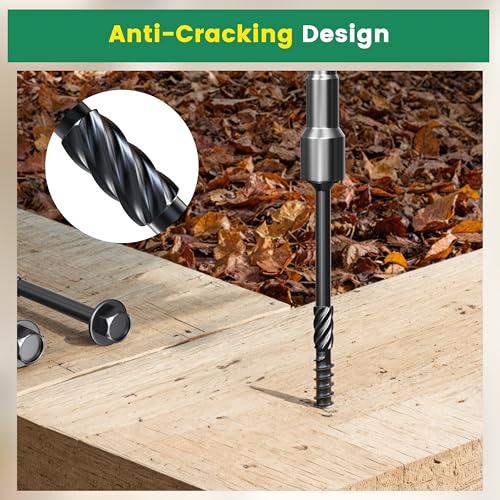 #14 x 6 Wood Structural Screws 50 Pcs, Exterior Hex-Head Lag Screws, Black Heavy Duty Construction Timber Log Landscaping Wood Screws, 5/16 Hex Socket Included #14 x 6"