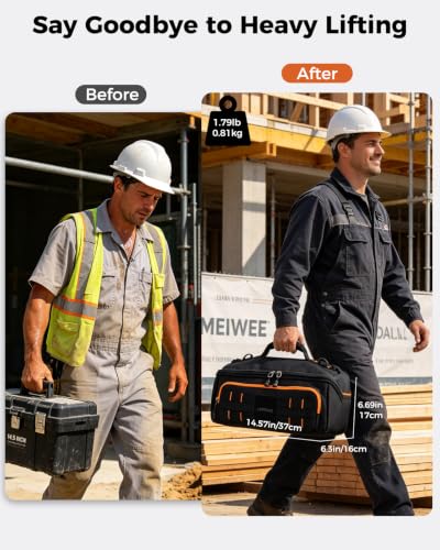Wide Open Top 14.5" Tool Tote Bag, 4 Pocket Storage Organizer