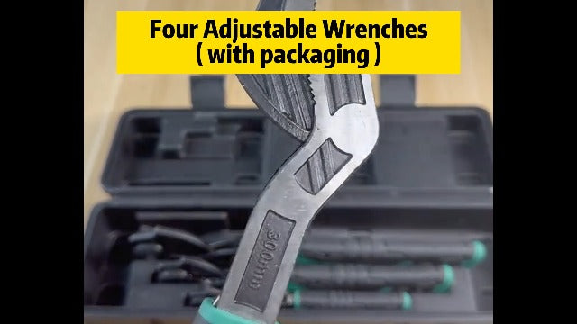 4PC Adjusting Wrench Set with Case, 6 8 10 12 Inch Multi-function Universal Magic Wrench, CR-V Steel for 0.47-1.18 Inch (7-43MM),Self locking Wrench,Pipe Wrench Set, Fittings and Nuts Green Extra Large