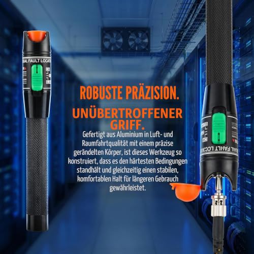 Fiber Optic Tester 10 mW 10 KM Fiber Optic Tester, Visual Fault Locator 10 km VFL Fiber Optic with 2.5 mm FC Plug to LC Female Adapter Fiber Testing | Visual Fault Locator, Fiber Optic Tester, Portable Mini Red Fiber Optic Cable Tester orange