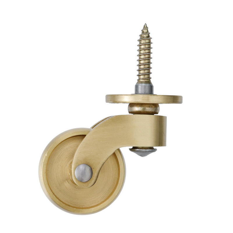 Semetall 1-1/4 Inch Solid Brass Swivel Caster for All Floor Mat Polished Brass Finish Caster Wheels Replacement for Chairs/Tables/Furniture,Set of 4 A-108
