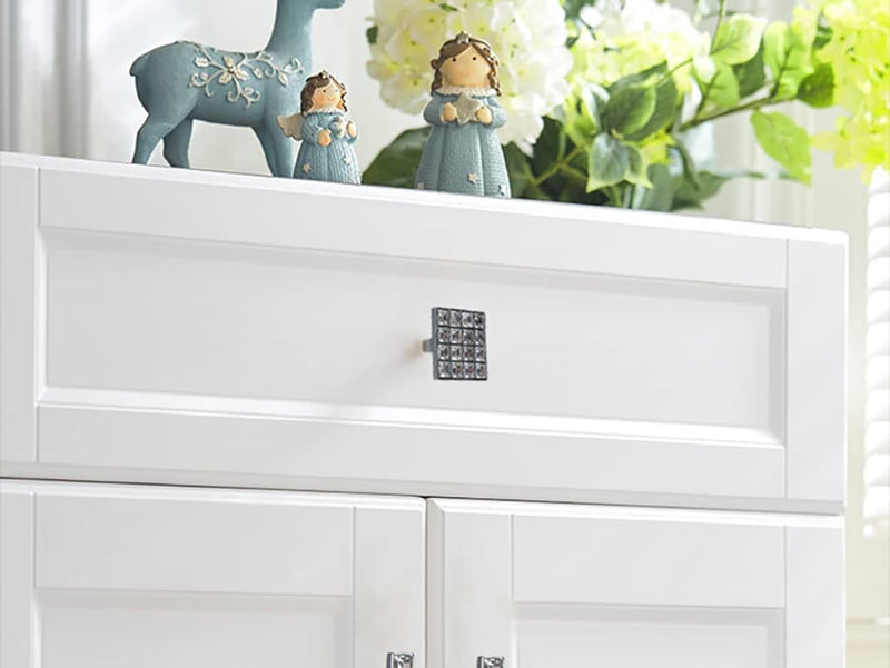 10 Pack Extra Large Square Crystal Rhinestone Cabinet Knobs Pulls Handles,Shiny Diamond Glass Dresser Drawer Konbs Pulls for Cupboard Wardrobe Dresser (Square 1.26" Hole Centers, 10 Pack) Square 1.26" Hole Centers