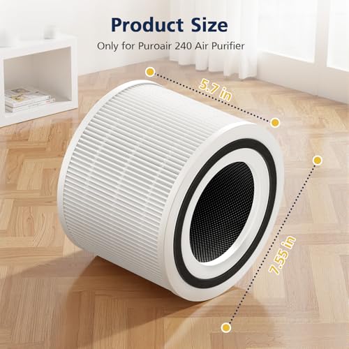 240 Filter Replacement for Puroair 240 Air Purifier, Puro 240 Air Filter White