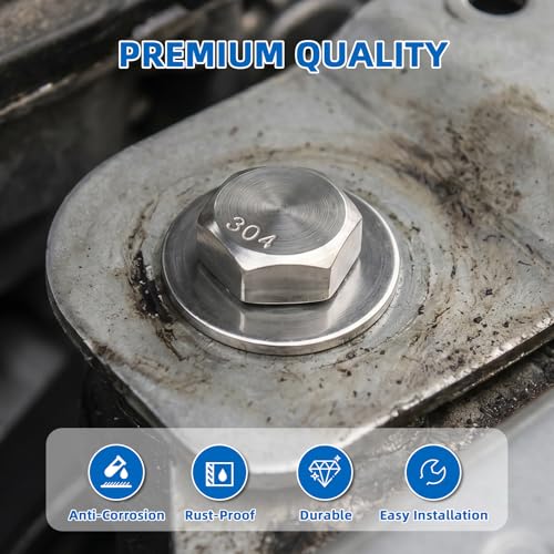 Mellewell 3/8-16 x 6-1/2" Hex Head Bolts with Hex Nuts and Thick Flat & Lock Washers, Partially Threaded, Stainless Steel 18-8, Plain Finish, 4 Sets 3/8-16 x 6-1/2" Silver