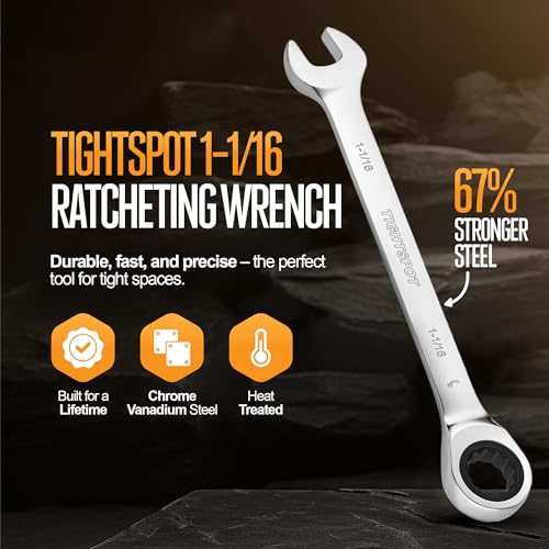 TIGHTSPOT 1-1/16 Inch Combo Ratchet Wrench - Hardened, Tight-Spot Tool 1 1/16 Inch/SAE
