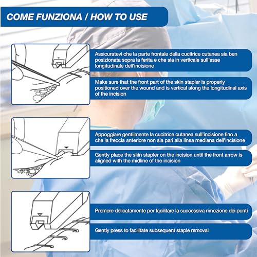 Gima - Sterile disposable skin sewing machine, stainless steel stitches - 5 pieces